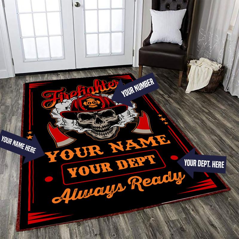 Personalize Firefighter Decor Rug 05209