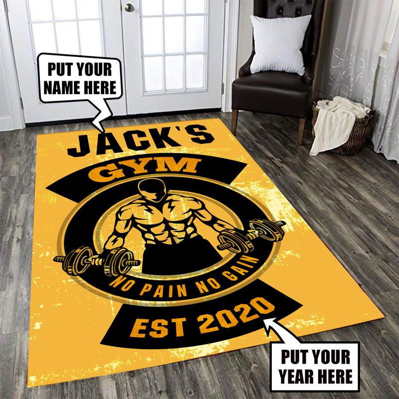 Personalized Gym No Pain No Gain Rug 06643