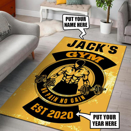 Personalized Gym No Pain No Gain Rug 06643