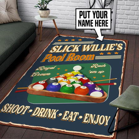 Personalized Billiard Pool Room Rug 06120