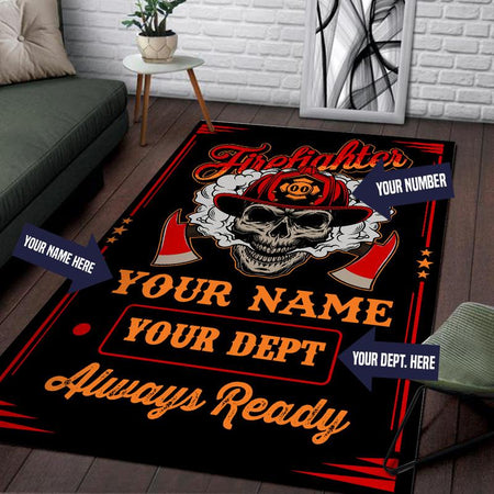 Personalize Firefighter Decor Rug 05209
