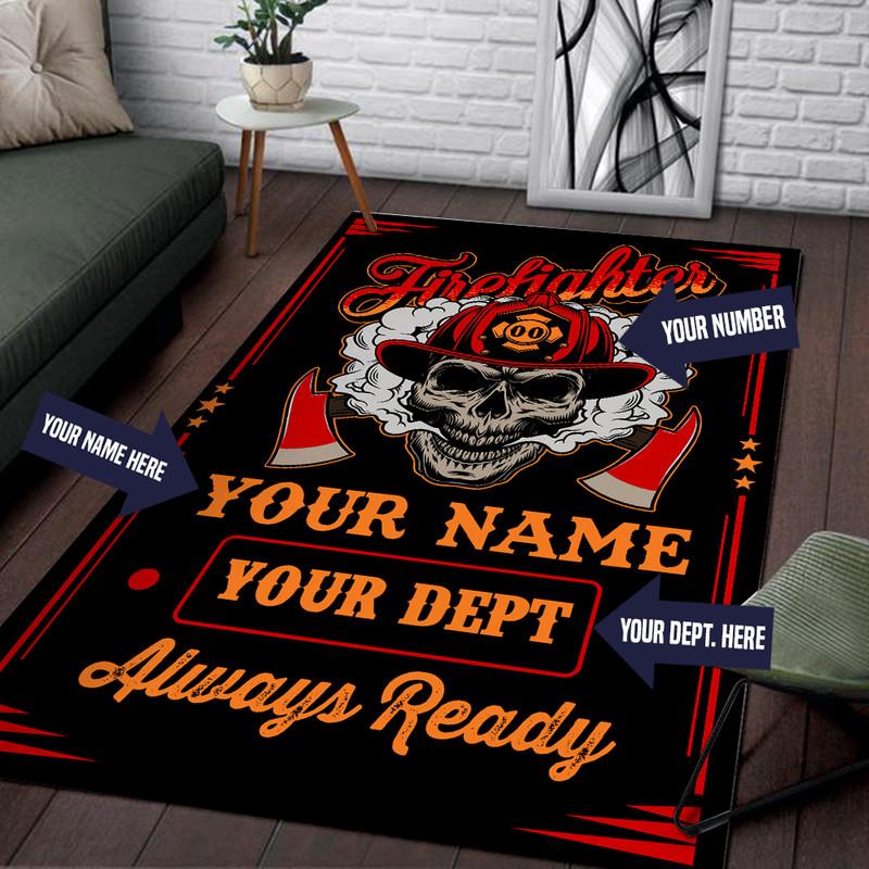 Personalize Firefighter Decor Rug 05209