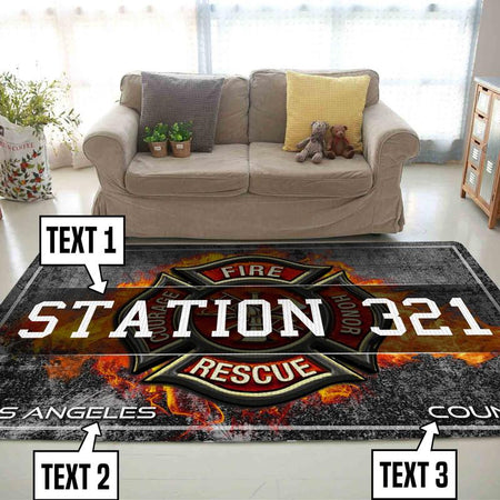 Personalized Firefighter Rug 06232