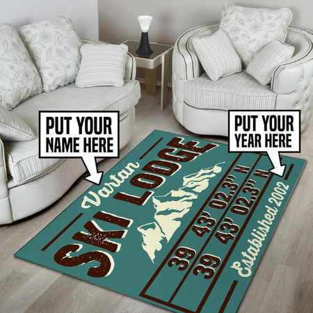 Personalized Ski Lodge Farmhouse Rug 05512