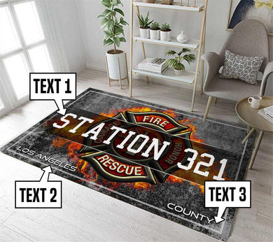 Personalized Firefighter Rug 06232