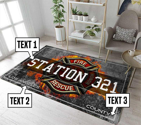 Personalized Firefighter Rug 06232