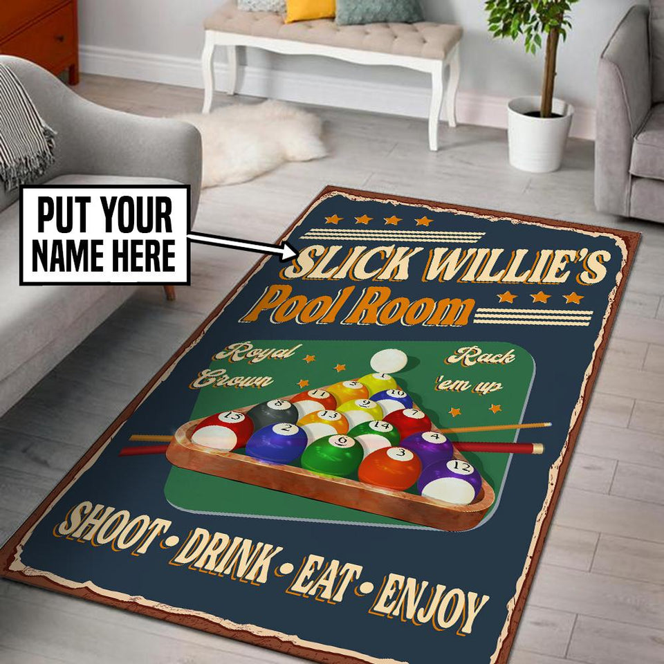 Personalized Billiard Pool Room Rug 06120