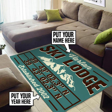 Personalized Ski Lodge Farmhouse Rug 05512
