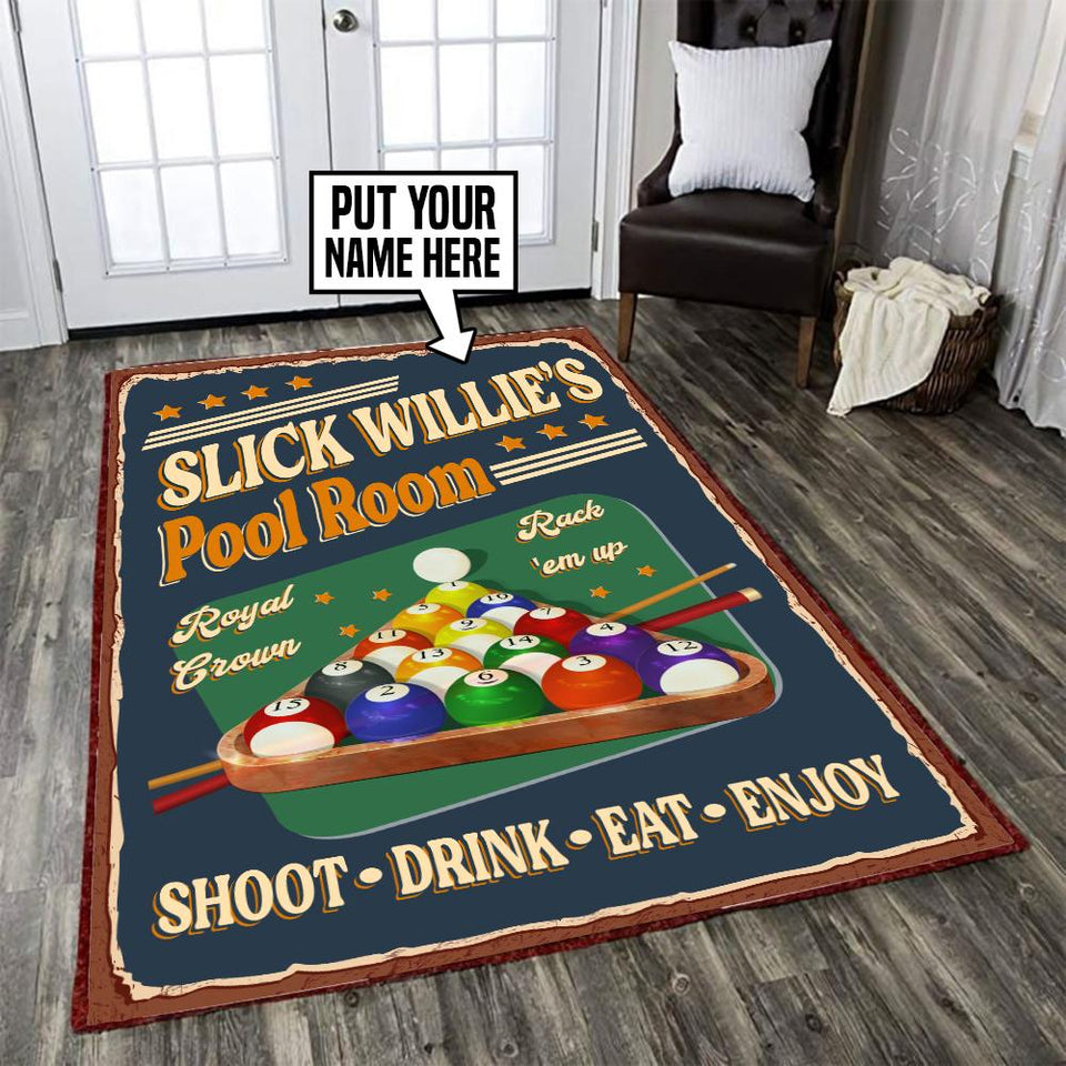 Personalized Billiard Pool Room Rug 06120