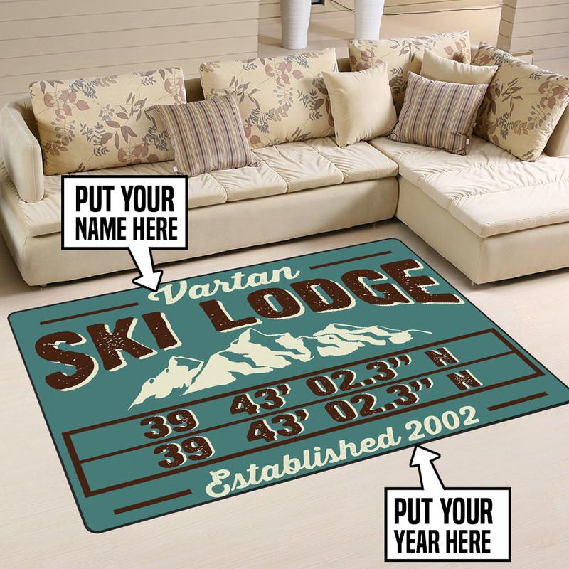 Personalized Ski Lodge Farmhouse Rug 05512