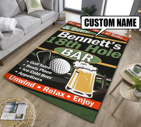 Personalized 18th Hole Bar Unwind Relax Enjoy Golf Rug 07054
