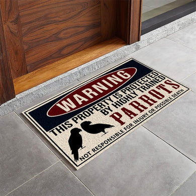 This Property Is Protected By Highly Trained Parrots Door Mat Inside Rug Floor Outdoor Mats Decorations 07358