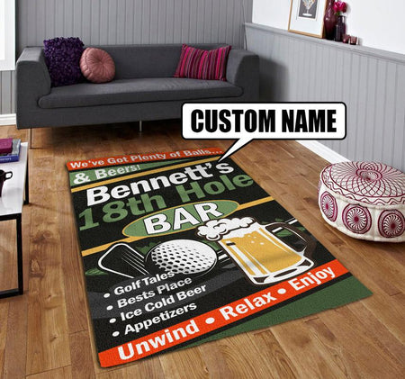 Personalized 18th Hole Bar Unwind Relax Enjoy Golf Rug 07054