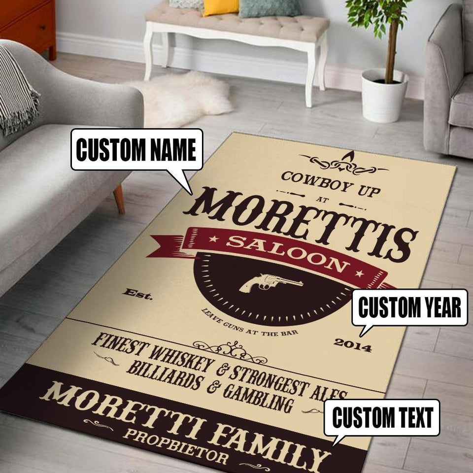 Personalized Cowboy Up Saloon Rug 06859