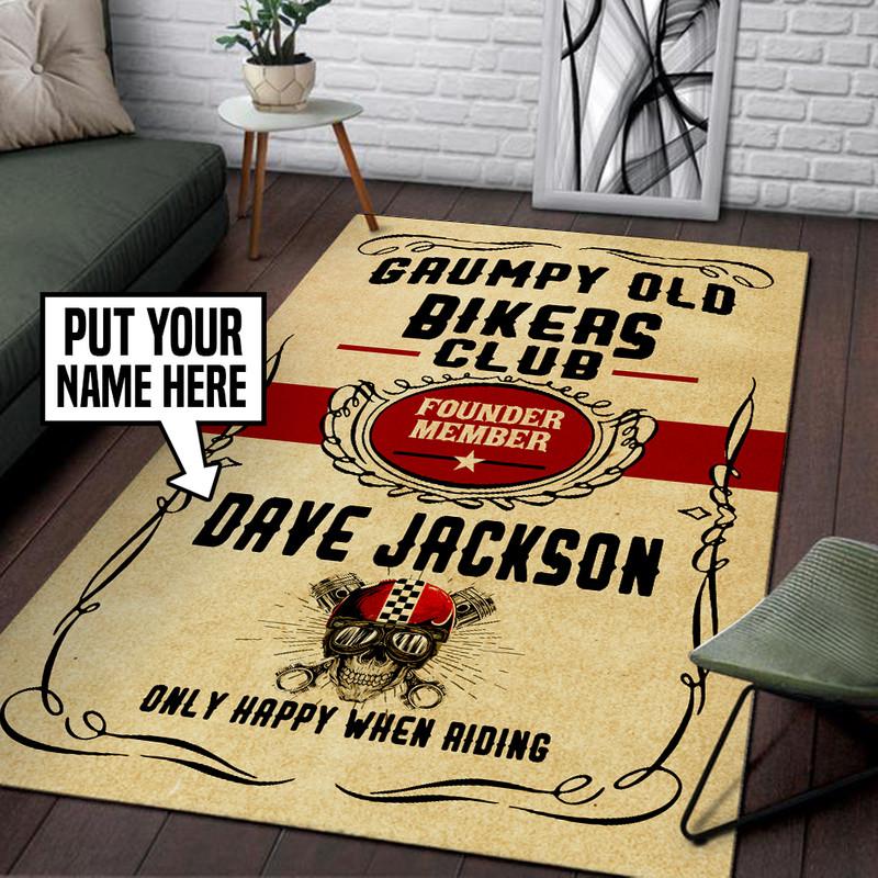 Personalized Grumpy Old Bikers Club Rug 05468