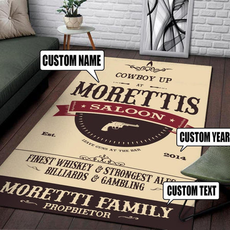 Personalized Cowboy Up Saloon Rug 06859