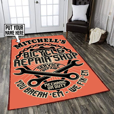 Personalized Bicycle Repair Shop Rug 06307