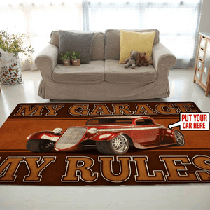 Personalized My Garage My Rules Rug 06001