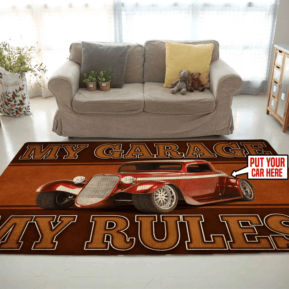 Personalized My Garage My Rules Rug 06001