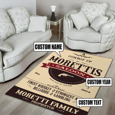 Personalized Cowboy Up Saloon Rug 06859