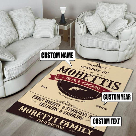 Personalized Cowboy Up Saloon Rug 06859