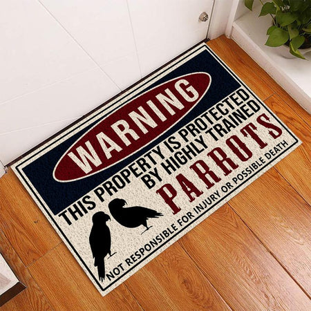 This Property Is Protected By Highly Trained Parrots Door Mat Inside Rug Floor Outdoor Mats Decorations 07358