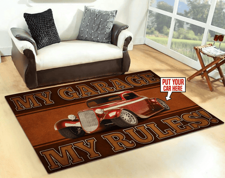 Personalized My Garage My Rules Rug 06001