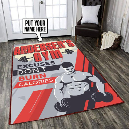 Personalized Gym Excuses Don't Burn Calories Rug 06504