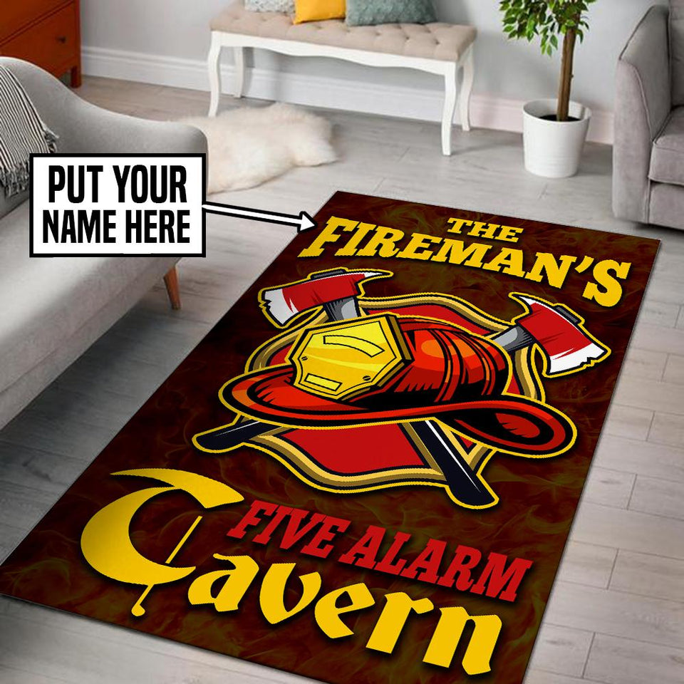 Personalized Fireman Five Alarm Tavern Rug 05954