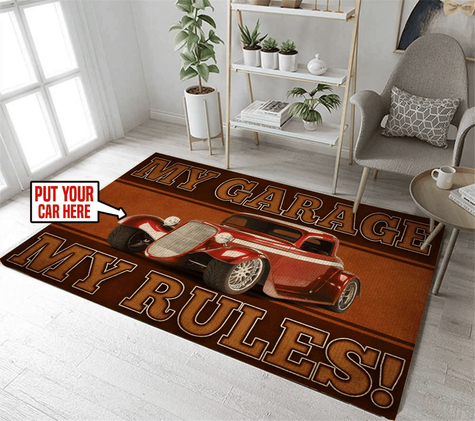 Personalized My Garage My Rules Rug 06001