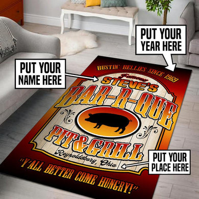 Personalized Bar B Que Pit And Grill Rug 06395
