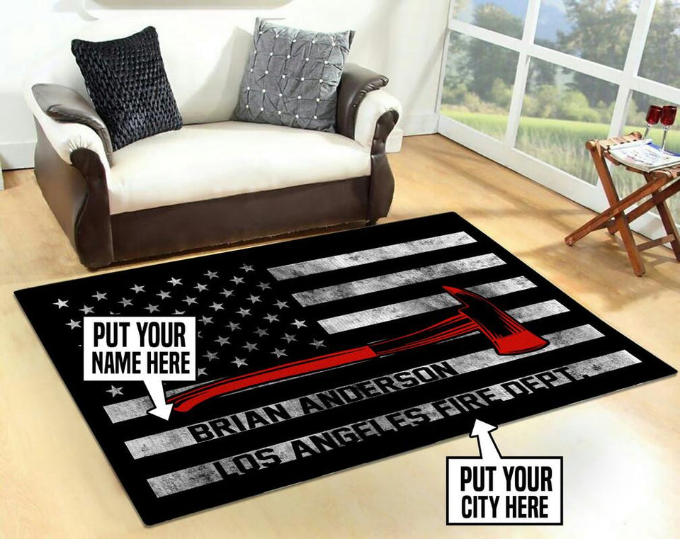 Personalized Firefighter Rug 06133