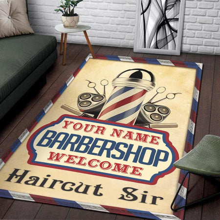 Personalized Barber Shop Rug 06947