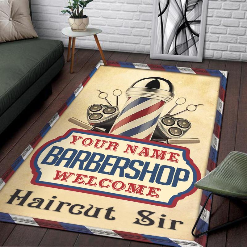 Personalized Barber Shop Rug 06947