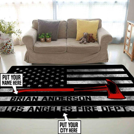 Personalized Firefighter Rug 06133
