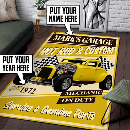 Personalized Garage Hot Rod And Custom Rug 05347