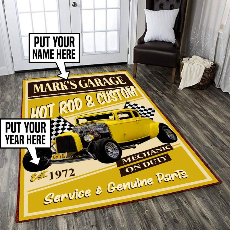 Personalized Garage Hot Rod And Custom Rug 05347