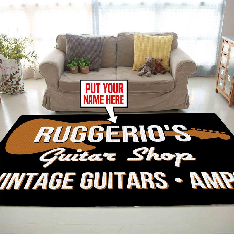 Personalized Guitar Shop Rug 05801