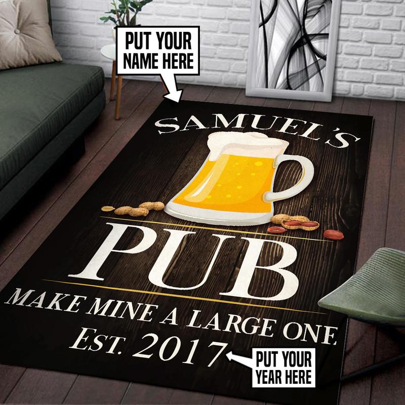 Personalized Pub Make Mine A Large One Rug 05877