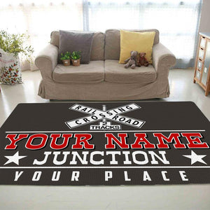 Personalized Railroad Crossing 2 Track Rug 05841