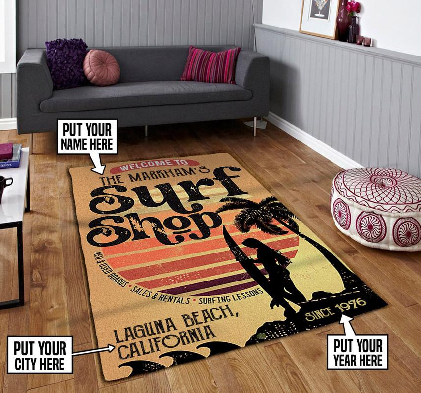 Personalized Surf Shop Rug 07072