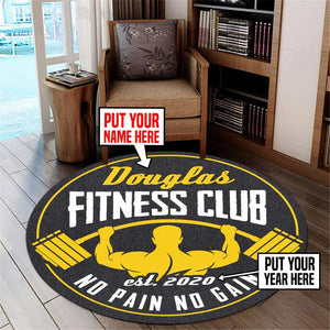 Personalized Gym Room No Pain No Gain Living Room Round Mat Circle Rug 06589