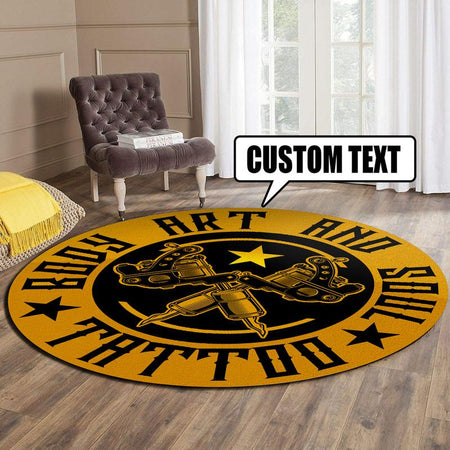 Personalized Tattoo Studio Living Room Round Mat Circle Rug 07180