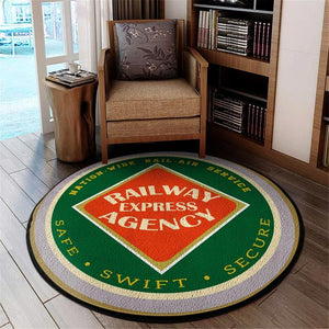 Rearr Living Room Round Mat Circle Rug Railway Express Agency Railroad 04807