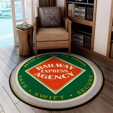Rearr Living Room Round Mat Circle Rug Railway Express Agency Railroad 04807