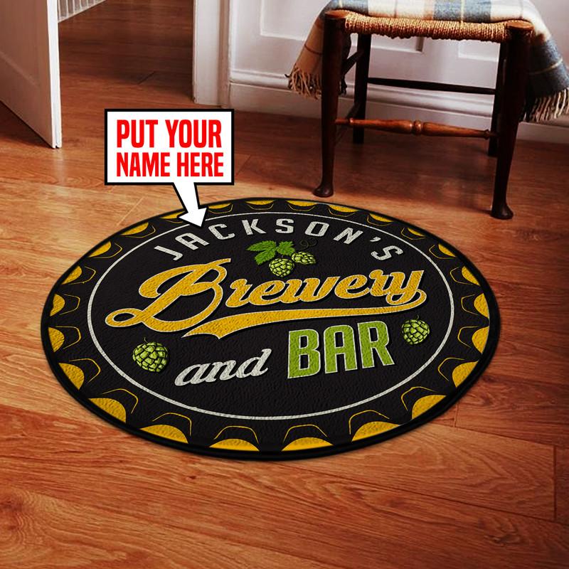 Personalized Brewery Bar Living Room Round Mat Circle Rug 05591