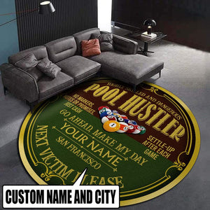 Personalized Pool Hustler Living Room Round Mat Circle Rug 07003