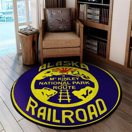 Alaska Living Room Round Mat Circle Rug Alaska Mckinley Railroad 05026