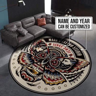 Personalized Tattoo Studio Living Room Round Mat Circle Rug 07176