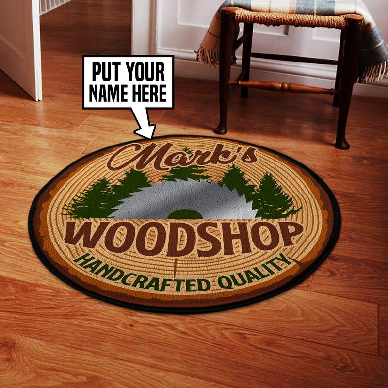 Personalized Woodshop Handcrafted Quality Living Room Round Mat Circle Rug 05358